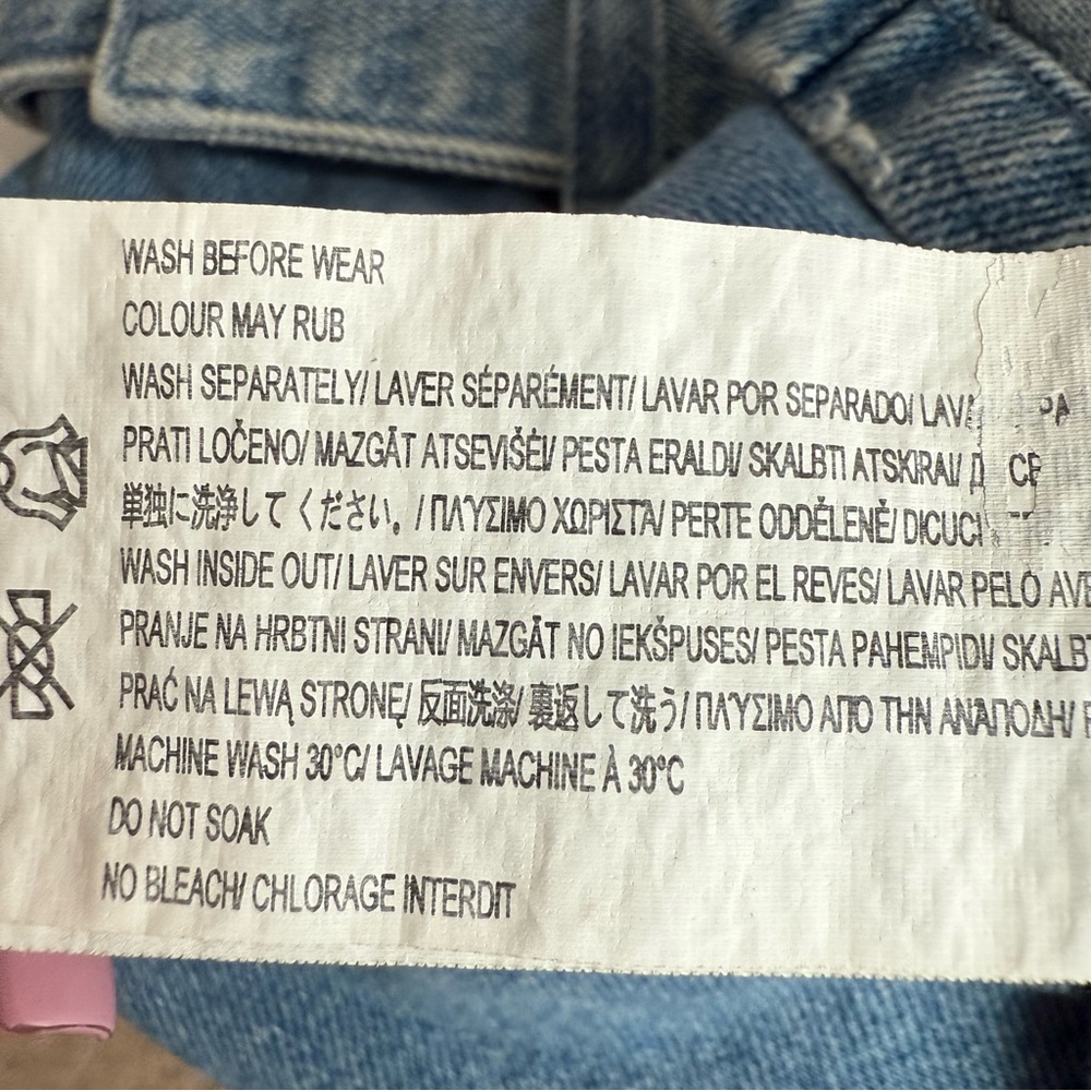 MP|D Denim Pinafore Dress Button Front Belted Blue Jean Dress Size L - Picture 13 of 14